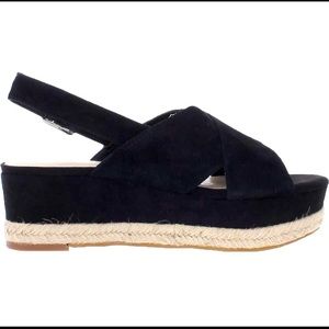 Marc Fisher Women Flama Black Suede Criss-Cross Front Espadrilles Shoes NWT